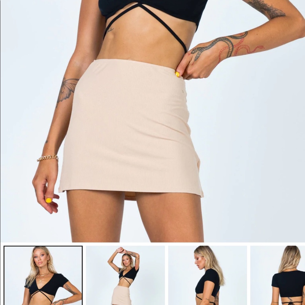 princess polly hollie mini skirt beige